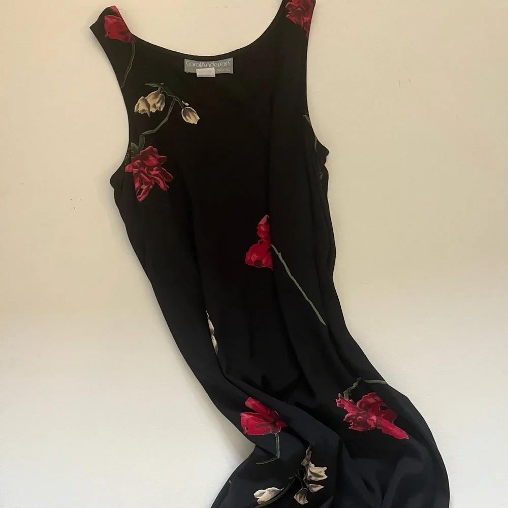 Vintage Carol Anderson Black Floral Two Piece Dress & Jacket set size medium - Picture 6 of 8